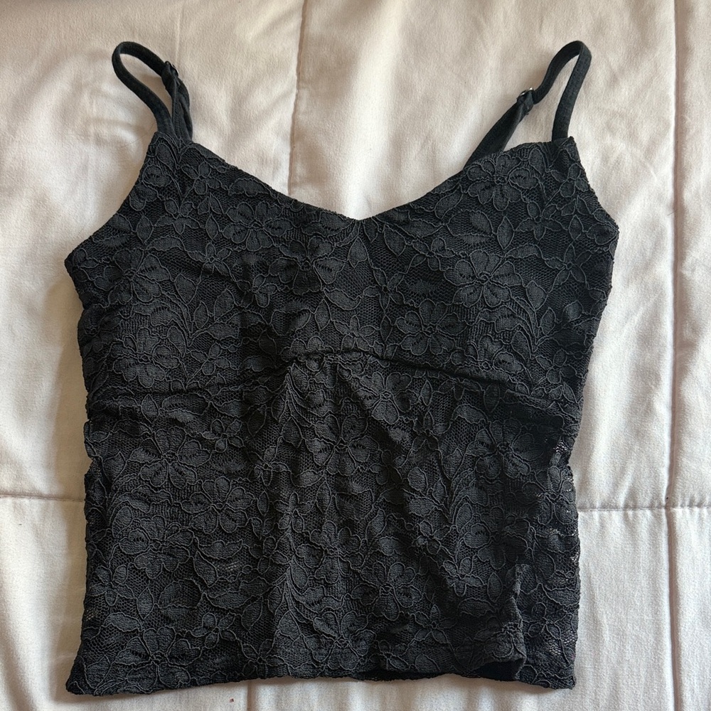 Hollister Black Floral Lace Cami Top